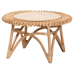 bali & pari Elani Modern Bohemian Natural Rattan Coffee Table